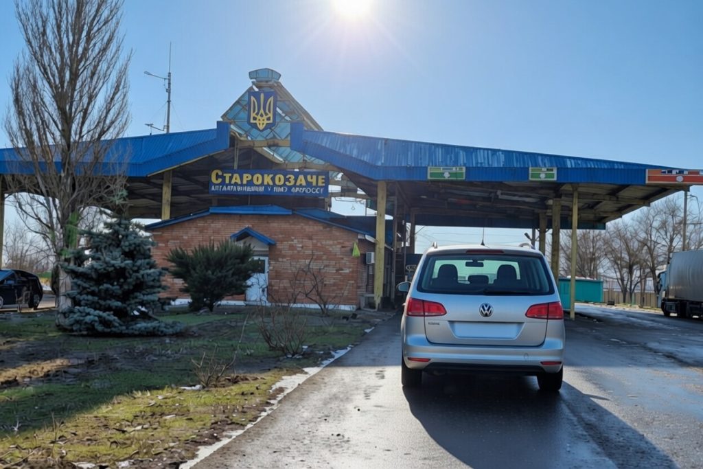 Автомобиль такси Taxi-MD на пути к границе Украины (Староказачье)